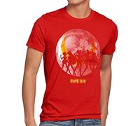 style3 Sailor Senshi T-Shirt Herren mond mondstein Moon Luna Mars Planet Anime, Größe:3XL, Farbe:Rot