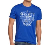 style3 Serenity Firefly Herren T-Shirt Aufbruch Allianz Raumschiff, Größe:L, Farbe:Blau