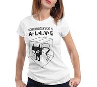 style3 Sheldon Schroedingers Katze Damen T-Shirt Bekleidung Alive Dead Physik Experiment, Farbe:Weiß, Größe:L