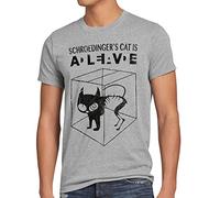 style3 Sheldon Schroedingers Katze Herren T-Shirt Bekleidung Alive Dead Physik Experiment, Größe:XXL, Farbe:Grau meliert