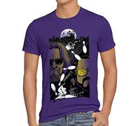 style3 The Dude T-Shirt Herren Lebowski Bowling Bowler Big Rude, Größe:XL, Farbe:Lila
