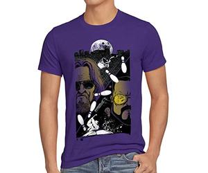 style3 The Dude T-Shirt Herren Lebowski Bowling Bowler Big Rude, Größe:XL, Farbe:Lila