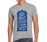 style3 Time Travel Project T-Shirt Herren zeitreise Serie Polizei notrufzelle, Größe:M, Farbe:Grau meliert