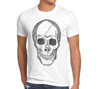 style3 Totenkopf T-Shirt Herren Biker Rocker Punk Tattoo, Größe:4XL, Farbe:Weiß