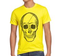 style3 Totenkopf T-Shirt Herren Biker Rocker Punk Tattoo, Größe:S, Farbe:Gelb