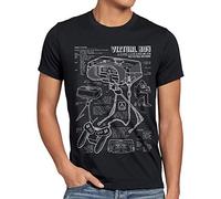 style3 Virtual Boy Blaupause Herren T-Shirt 32-Bit Videospiel Controller, Größe:M, Farbe:Schwarz