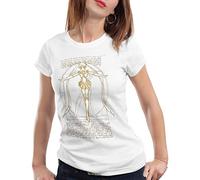 style3 Vitruvianische Bunny Damen T-Shirt Sailor mondstein Luna Moon Anime, Farbe:Weiß, Größe:XL