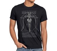 style3 Vitruvianische Bunny Herren T-Shirt Sailor mondstein Luna Moon Anime, Größe:L, Farbe:Schwarz