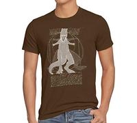style3 Vitruvianischer T-Rex Herren T-Shirt Tyrannosaurus Dinosaurier, Größe:3XL, Farbe:Braun