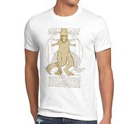 style3 Vitruvianischer T-Rex Herren T-Shirt Tyrannosaurus Dinosaurier, Größe:XXL, Farbe:Weiß