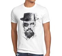 style3 Walter Crystal T-Shirt Herren Meth White tv Serie, Größe:4XL, Farbe:Weiß