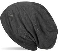Beanie STYLEBREAKER "Beanie mit Strass Sterne", Damen, grau (dunkelgrau meliert), Obermaterial: 100% Viskose CV., Modisch, Mützen Beanie (56743724-0) dunkelgrau meliert