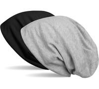 styleBREAKER Beanie Wendemütze in Unifarben, Slouch Mütze, leicht und weich, Longbeanie, Unisex 04024115, Farbe:Schwarz/Grau meliert