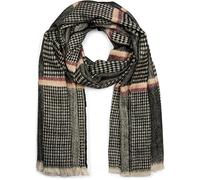 styleBREAKER breiter XXL Schal mit Fischgrät Karo Muster, Zierstreifen und Fransen, Strickschal, Unisex 01017027, Farbe:Schwarz