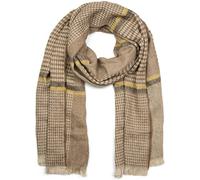 styleBREAKER breiter XXL Schal mit Fischgrät Karo Muster, Zierstreifen und Fransen, Strickschal, Unisex 01017027, Farbe:Braun