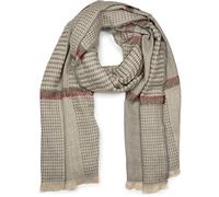 styleBREAKER breiter XXL Schal mit Fischgrät Karo Muster, Zierstreifen und Fransen, Strickschal, Unisex 01017027, Farbe:Grau