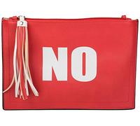 styleBREAKER Clutch mit 'YES' und 'NO' Print, Quasten Anhänger am Reißverschluss, Armschlaufe und Umhängegurt, Damen 02012078, Farbe:Rot/Weiß