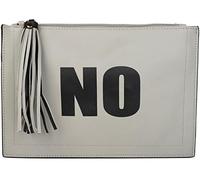 styleBREAKER Clutch mit 'YES' und 'NO' Print, Quasten Anhänger am Reißverschluss, Armschlaufe und Umhängegurt, Damen 02012078, Farbe:Grau/Schwarz