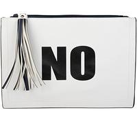 styleBREAKER Clutch mit 'YES' und 'NO' Print, Quasten Anhänger am Reißverschluss, Armschlaufe und Umhängegurt, Damen 02012078, Farbe:Weiß/Dunkelblau