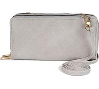 Mini Bag STYLEBREAKER "2 in 1 Umhängetasche - Geldbörse Rauten", Damen, Gr. B/H/T: 19cm x 10cm x 4,5cm Einheitsgröße, hellgrau, 100% Polyurethan PU. Futter: 100% Polyester PES., Taschen (43887963-0) h