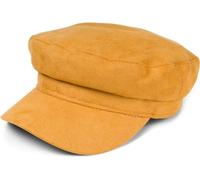 styleBREAKER Damen Ballonmütze in weicher Veloursleder Optik, Schirmmütze, Bakerboy Schiebermütze, Newsboy Cap 04023091, Farbe:Curry