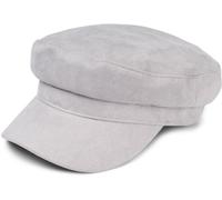 styleBREAKER Damen Ballonmütze in weicher Veloursleder Optik, Schirmmütze, Bakerboy Schiebermütze, Newsboy Cap 04023091, Farbe:Hellgrau
