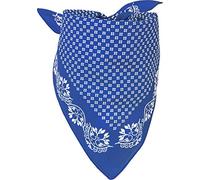 styleBREAKER Damen Bandana Tuch im Vintage Blumen Muster | quadratisches Halstuch aus Baumwolle | vielseitig tragbar als Kopftuch oder Dreieckstuch, Farbe:Blau-Weiß