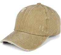 styleBREAKER Damen Baseball Cap im Washed Destroyed Used Look, Ponytail, 6-Panel, Klettverschluss verstellbar 04023080, Farbe:Schlamm