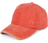 styleBREAKER Damen Baseball Cap im Washed Destroyed Used Look, Ponytail, 6-Panel, Klettverschluss verstellbar 04023080, Farbe:Rost