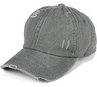 styleBREAKER Damen Baseball Cap im Washed Destroyed Used Look, Ponytail, 6-Panel, Klettverschluss verstellbar 04023080, Farbe:Grau