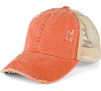 styleBREAKER Damen Baseball Cap im Washed Used Look mit Mesh Einsatz | Ponytail Cap für hohen Zopf | Verstellbare 6-Panel Schildkappe für Sommer und Freizeit, Farbe:Apricot