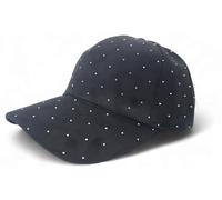 styleBREAKER Damen Baseball Cap mit Strass Nieten | 6-Panel Samt Basecap mit gebogenem Schirm | Verstellbare Einfarbige Kappe mit Klettverschluss 56-59 cm, Farbe:Schwarz