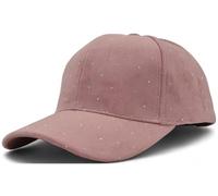 styleBREAKER Damen Baseball Cap mit Strass Nieten | 6-Panel Samt Basecap mit gebogenem Schirm | Verstellbare Einfarbige Kappe mit Klettverschluss 56-59 cm, Farbe:Altrose