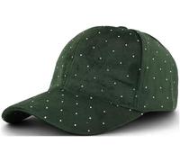styleBREAKER Damen Baseball Cap mit Strass Nieten | 6-Panel Samt Basecap mit gebogenem Schirm | Verstellbare Einfarbige Kappe mit Klettverschluss 56-59 cm, Farbe:Smaragdgrün