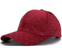 styleBREAKER Damen Baseball Cap mit Strass Nieten | 6-Panel Samt Basecap mit gebogenem Schirm | Verstellbare Einfarbige Kappe mit Klettverschluss 56-59 cm, Farbe:Bordeaux-Rot