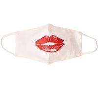 styleBREAKER Damen Baumwoll Stoffmaske Einfarbig mit verschiedenen Motiven, Doppellagig, Waschbar, Community Maske 08040007, Farbe:Kussmund - Weiß