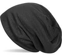 styleBREAKER Damen Beanie Mütze mit All Over Glitzer in Unifarben, Glitzermütze, Leichte Stoffmütze Einfarbig 04024117, Farbe:Anthrazit