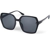 styleBREAKER Damen Butterfly Sonnenbrille mit großen rechteckigen Polycarbonat Gläsern Metall Verzierung, Oversize 09020140, Farbe:Gestell Schwarz/Glas Grau getönt