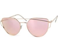 styleBREAKER Damen Cat Eye Sonnenbrille Kunststoff UV400 Kat 3, Gold/Pink