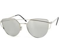 styleBREAKER Damen Cat Eye Sonnenbrille Kunststoff UV400, Silber/Silber