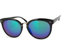styleBREAKER Damen Cat Eye Sonnenbrille Nieten Retro UV400, Schwarz/Grün