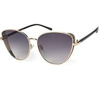 Sonnenbrille STYLEBREAKER "Cateye Sonnenbrille mit Glitzer Side Shield", Damen, grau (gestell gold, glas grau verlauf), Modisch, Sonnenbrillen Sonnenbrille (26282732-0) gestell gold, glas grau verlauf