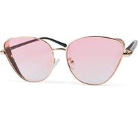 styleBREAKER Damen Cateye Sonnenbrille mit Glitzer Element, Metall Rahmen und Polycarbonat Gläser, Katzenaugen Form, Retro Look 09020104, Farbe:Gestell Gold/Glas Pink getönt