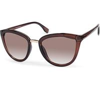 styleBREAKER Damen Cateye Sonnenbrille mit Metallsteg, Kunststoff Rahmen und Polycarbonat Gläser, Katzenaugen Form, Retro Look 09020093, Farbe:Gestell Braun/Glas Braun Verlauf