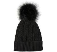 Bommelmütze STYLEBREAKER "Feinstrick Bommelmütze mit Zopfmuster", Damen, schwarz, 100% Viskose CV., Modisch, Mützen (89611150-0) schwarz