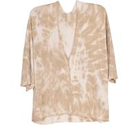 styleBREAKER Damen Feinstrick Cardigan Weste mit Batik Muster, 3/4 Ärmel, vorne offen, Strand, Festival, Kimono 08010080, Farbe:Beige