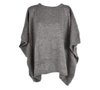 styleBREAKER Damen Feinstrick Poncho aus Italienischer Herstellung mit Oversize Schnitt | Kurzarm Cape mit weitem Rundhals und softem Material | pflegeleicht & vielseitig, Farbe:Grau