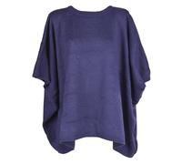 styleBREAKER Damen Feinstrick Poncho aus Italienischer Herstellung mit Oversize Schnitt | Kurzarm Cape mit weitem Rundhals und softem Material | pflegeleicht & vielseitig, Farbe:Royalblau