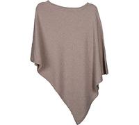 styleBREAKER Damen Feinstrick Poncho in Unifarben, leicht asymmetrischer Schnitt, Ärmellos, Rundhals 08010042, Farbe:Beige