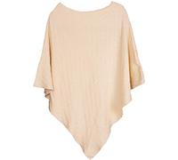 styleBREAKER Damen Feinstrick Poncho mit Karo Schachbrett Struktur, Rundhals 08010053, Farbe:Creme